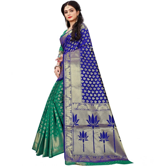 Generic Women's Jacquard Woven Saree With Unstitched Blouse 5.5Mtr (Green)