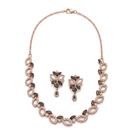 Generic Women's Brass Silver Plated Necklace set (Silver)