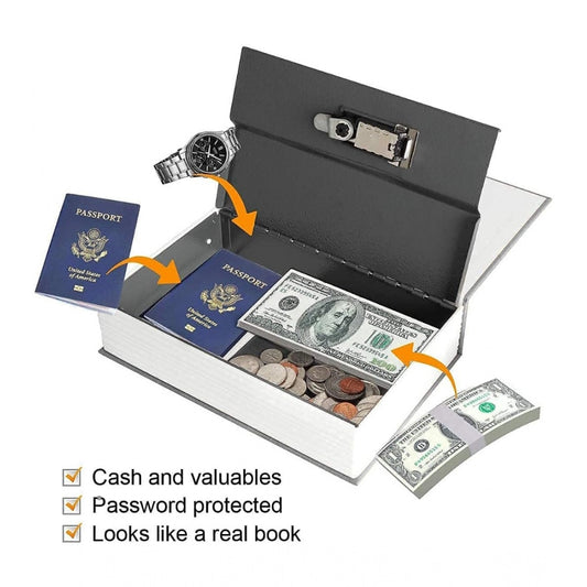 Generic Secret Book Safe with Number Locker (Gray)