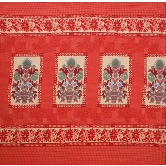 Generic Fleece Floral Printed Double Polar Warm Bedsheet with 2 Pillow Cover (Red)