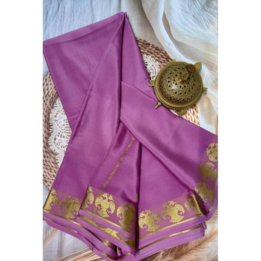 Generic Women's Crepe Chit Pallu Solid Saree With Unstitched Blouse 5.5Mtr (Pink)
