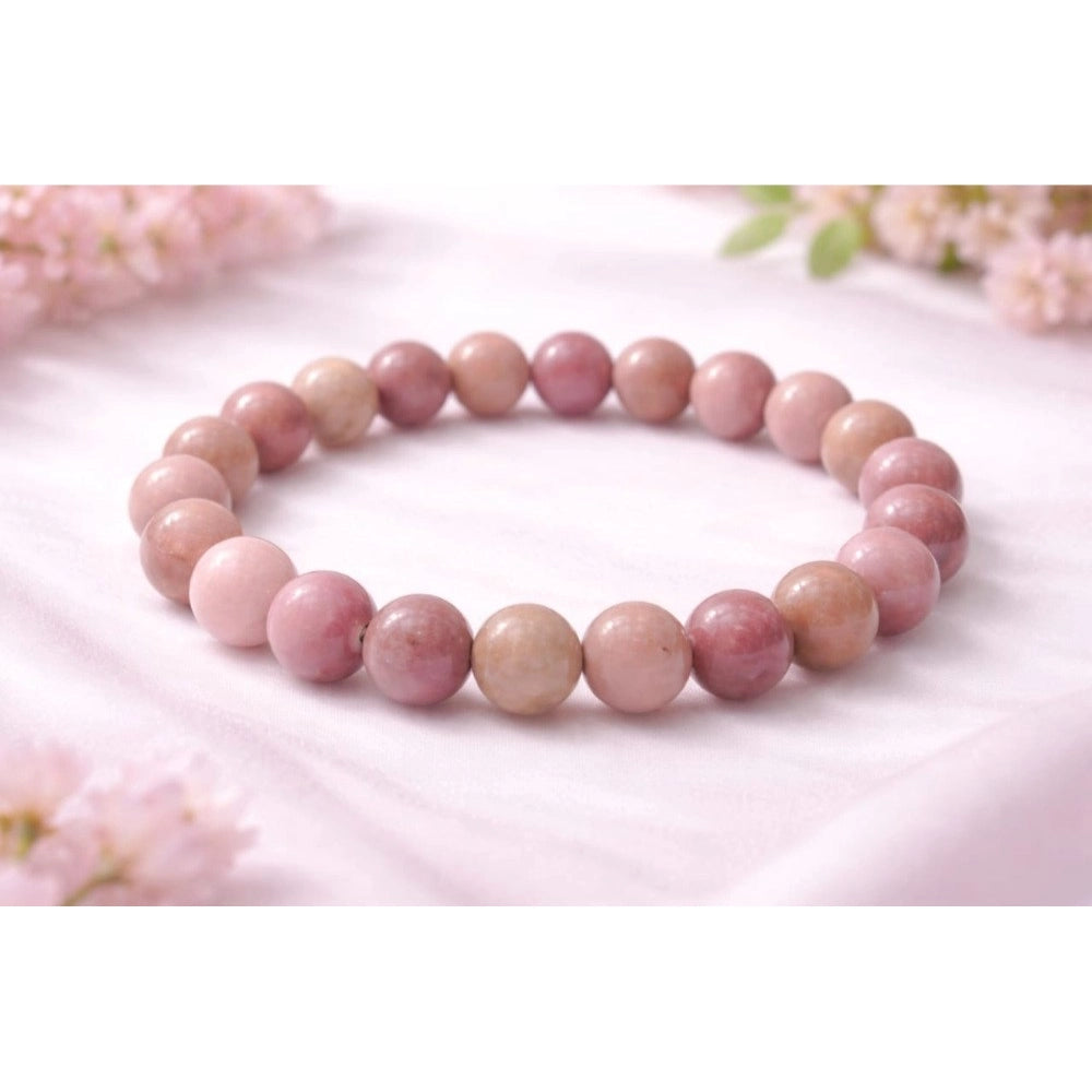 Generic Natural Crystal 8mm Rhodonite Bracelet (Light Purple)