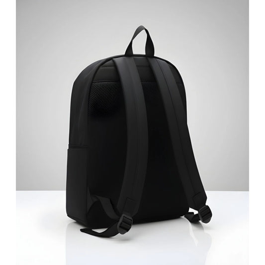 Generic Unisex PU Leather Solid Medium Zipper Backpack (Black)