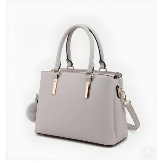 Generic Women's PU Leather Solid Shoulder Zipper Handbag (Grey)