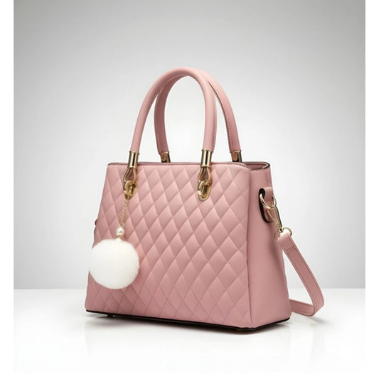 Generic Women's PU Leather Solid Shoulder Zipper Handbag (Pink)