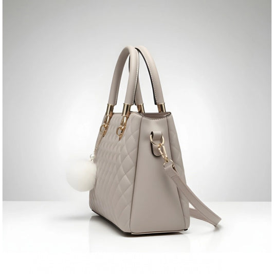 Generic Women's PU Leather Solid Shoulder Zipper Handbag (Grey)
