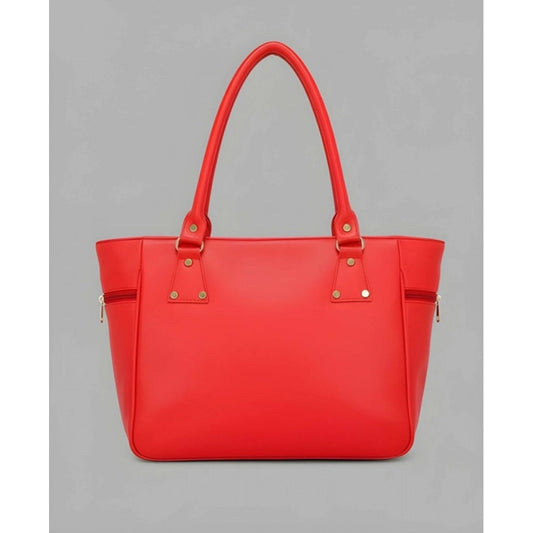 Generic Women's PU Leather Solid Shoulder Zipper Handbag (Red)