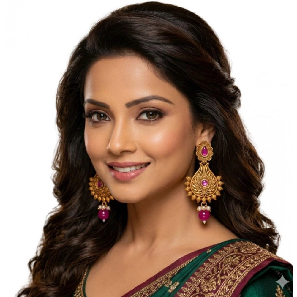 Generic Women's Zinc Alloy Gold Plated Chandbali Earrings (Multicolor)