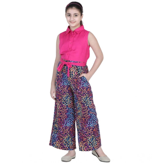 Generic Girl's Bodice-Rayon Colour Block Sleeveless Jumpsuit (Multicolor)