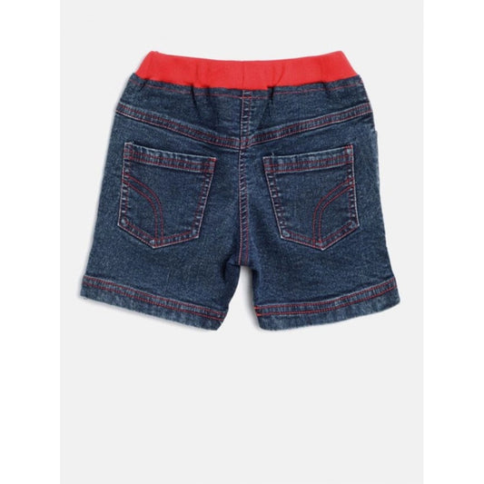 Generic Girl's Denim Lace Inserts Sleeveless Shorts (Blue-Red)