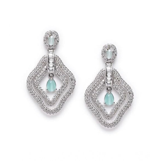 Generic Women's Brass Silver Plated Drop Earrings (Turquoise)
