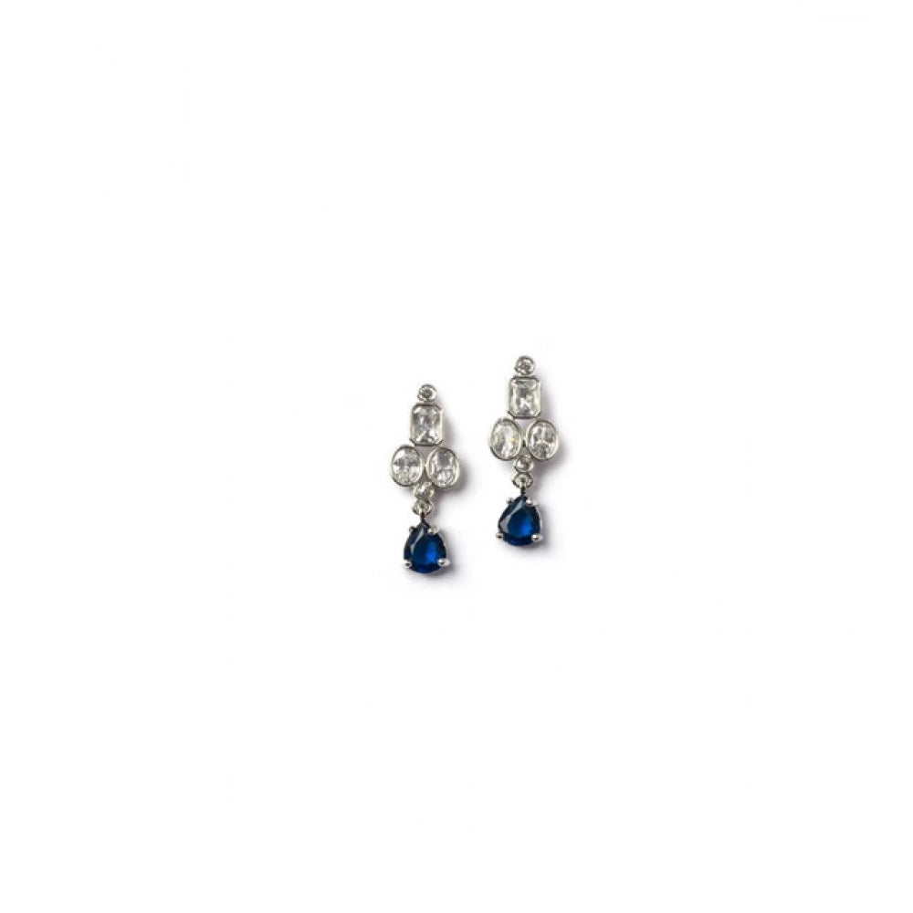 Generic Women's Brass Silver Plated Necklace set (Blue)