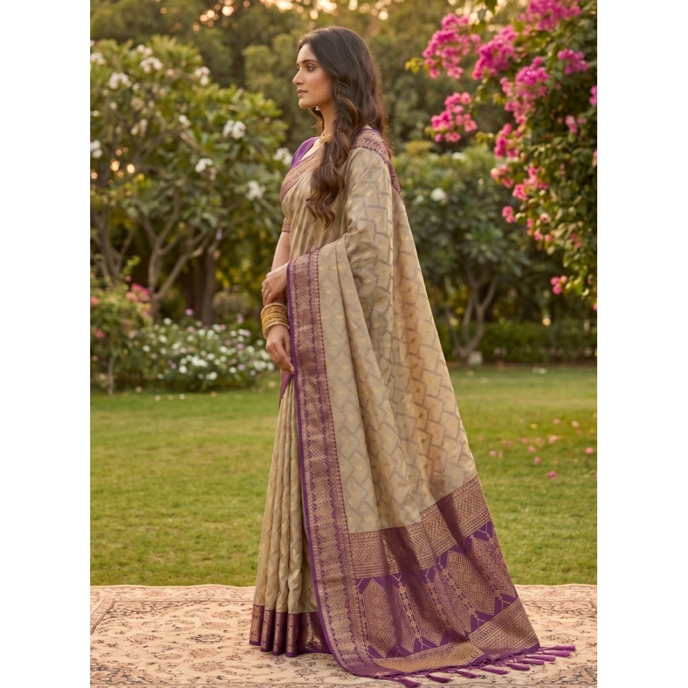 Generic Women's Cotton Printed Saree With Unstitched Blouse 5.5Mtr (Multicolor)