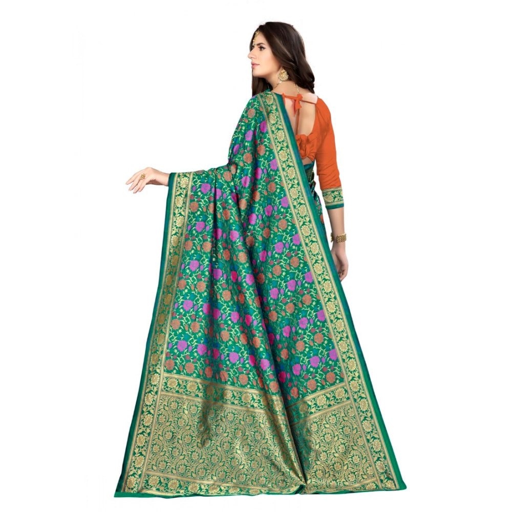 Banarasi Silk Saree with Unstitched Blouse — Multicolour (5-6m)