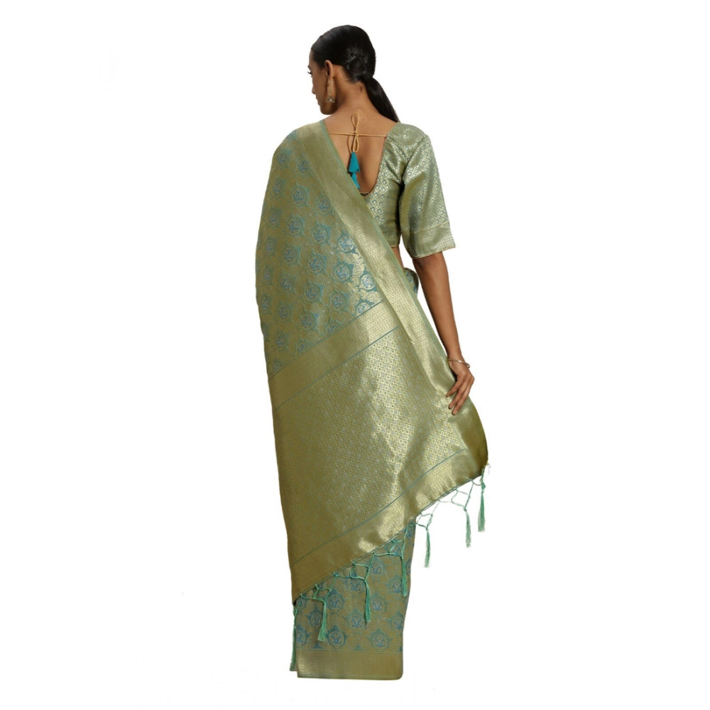 Banarasi Silk Saree with Unstitched Blouse — Sky Blue (5.4m)