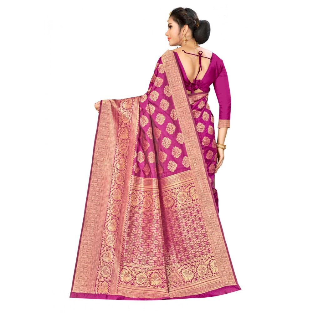 Banarasi Silk Saree with Unstitched Blouse — Wine (5-6m)