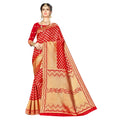 Banarasi Silk Saree with Unstitched Blouse — Red (5-6m)