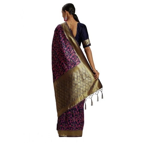 Banarasi Silk Saree with Unstitched Blouse — Multicolour (5-6m)