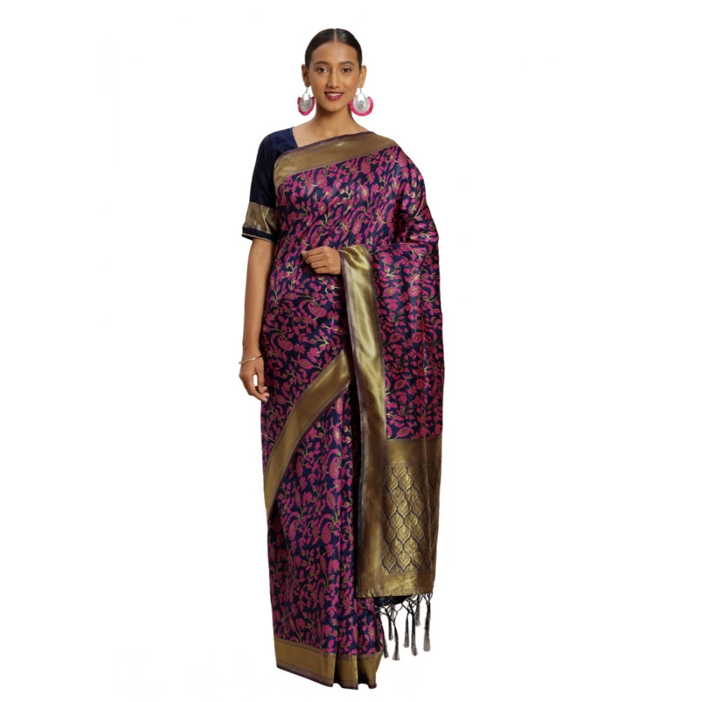 Banarasi Silk Saree with Unstitched Blouse — Multicolour (5-6m)