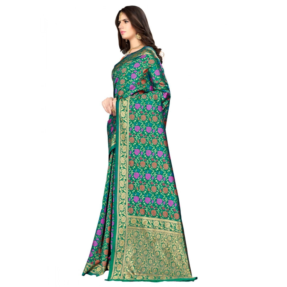 Banarasi Silk Saree with Unstitched Blouse — Multicolour (5-6m)
