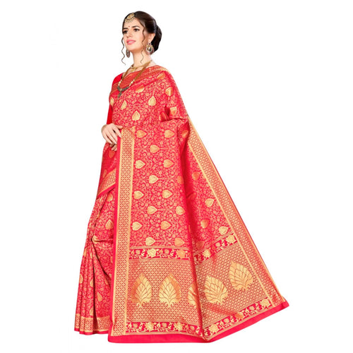 Banarasi Silk Saree with Unstitched Blouse — Red (5-6m)