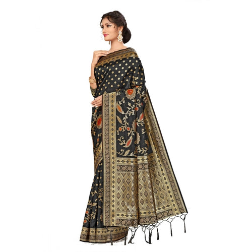Banarasi Silk Saree with Blouse — Black (5.5m)