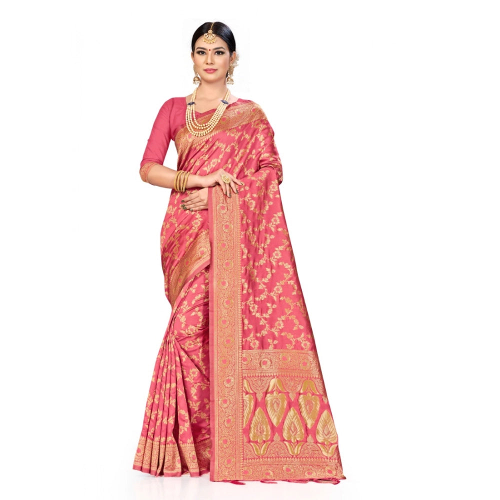 Banarasi Silk Saree with Blouse — Peach (5.4m)