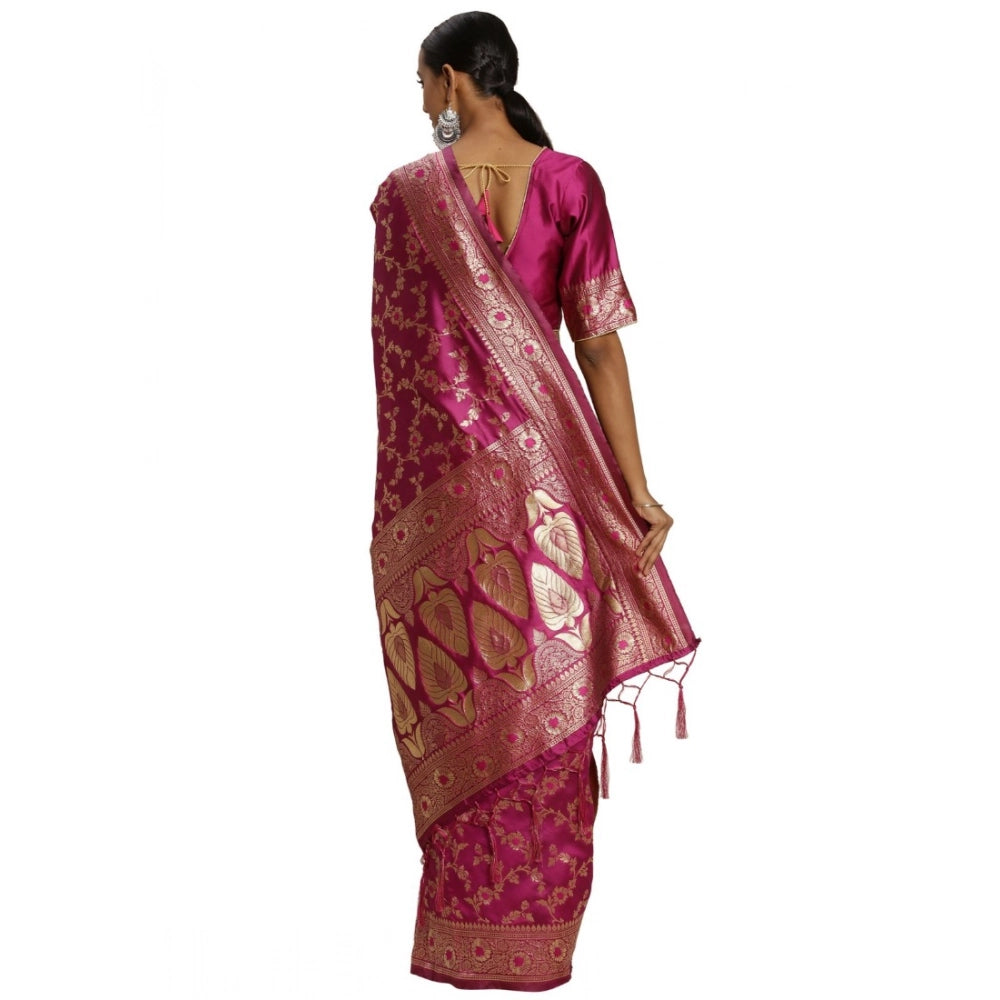 Banarasi Silk Saree with Blouse — Pink (5.4m)