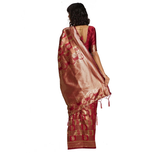 Banarasi Silk Saree with Blouse — Red (5.4m)
