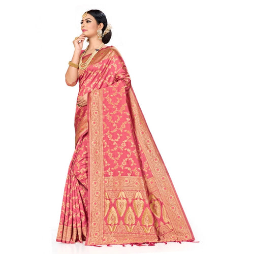 Banarasi Silk Saree with Blouse — Peach (5.4m)