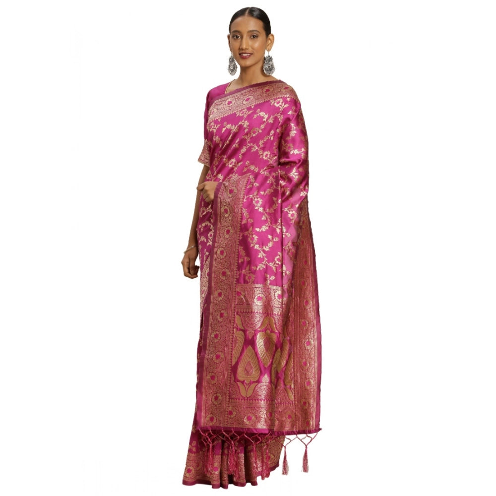 Banarasi Silk Saree with Blouse — Pink (5.4m)
