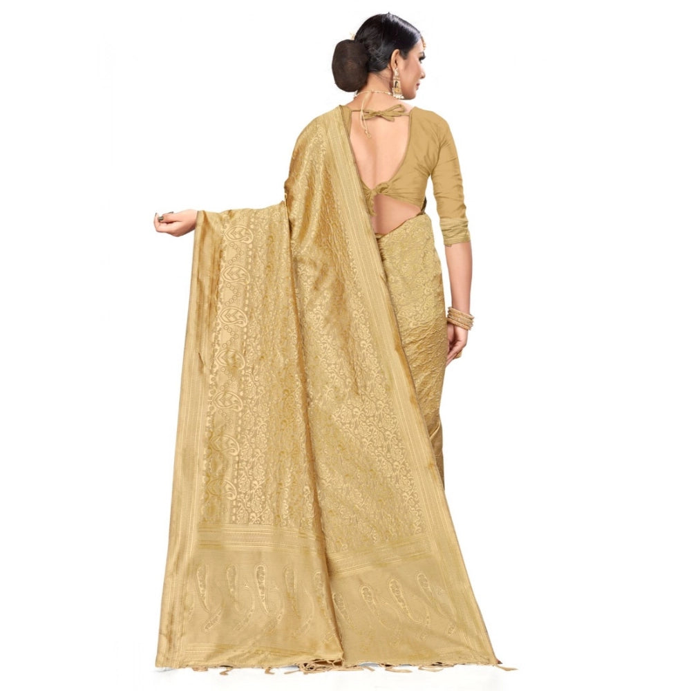 Banarasi Silk Saree with Blouse — Cream (5.4m)