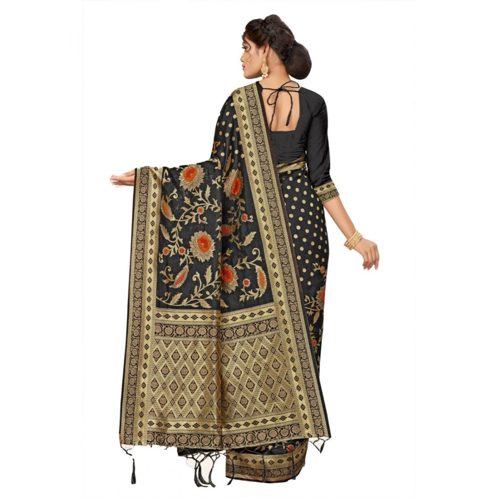 Banarasi Silk Saree with Blouse — Black (5.5m)