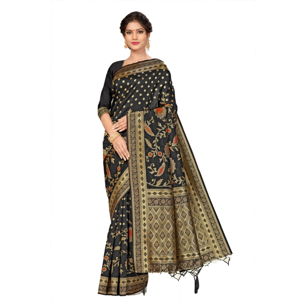 Banarasi Silk Saree with Blouse — Black (5.5m)