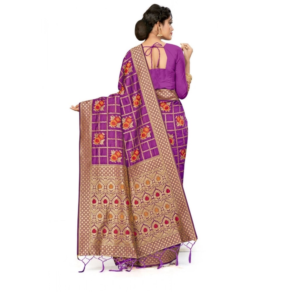 Banarasi Silk Saree with Blouse — Purple (5.5m)
