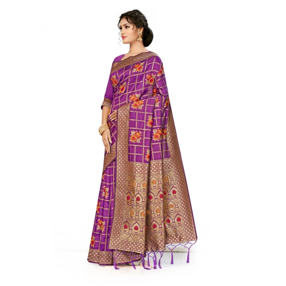 Banarasi Silk Saree with Blouse — Purple (5.5m)
