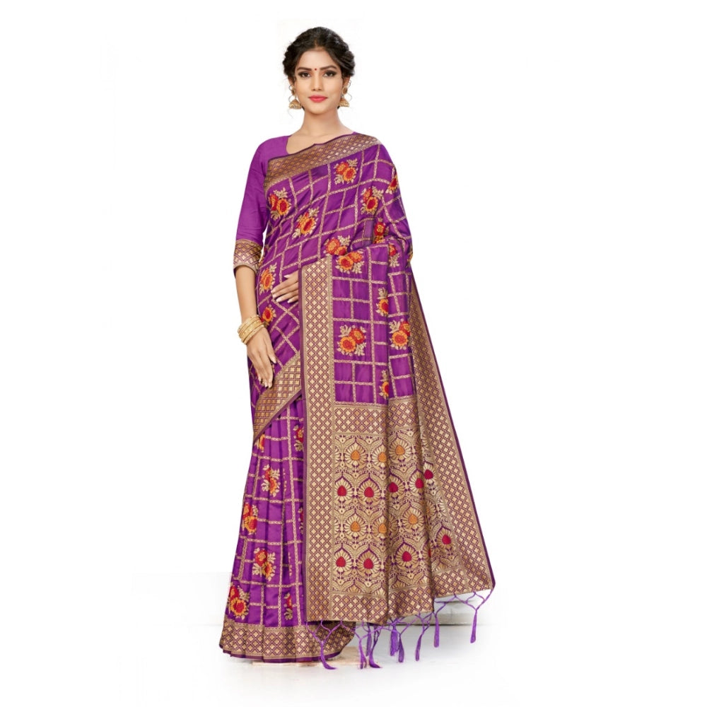 Banarasi Silk Saree with Blouse — Purple (5.5m)