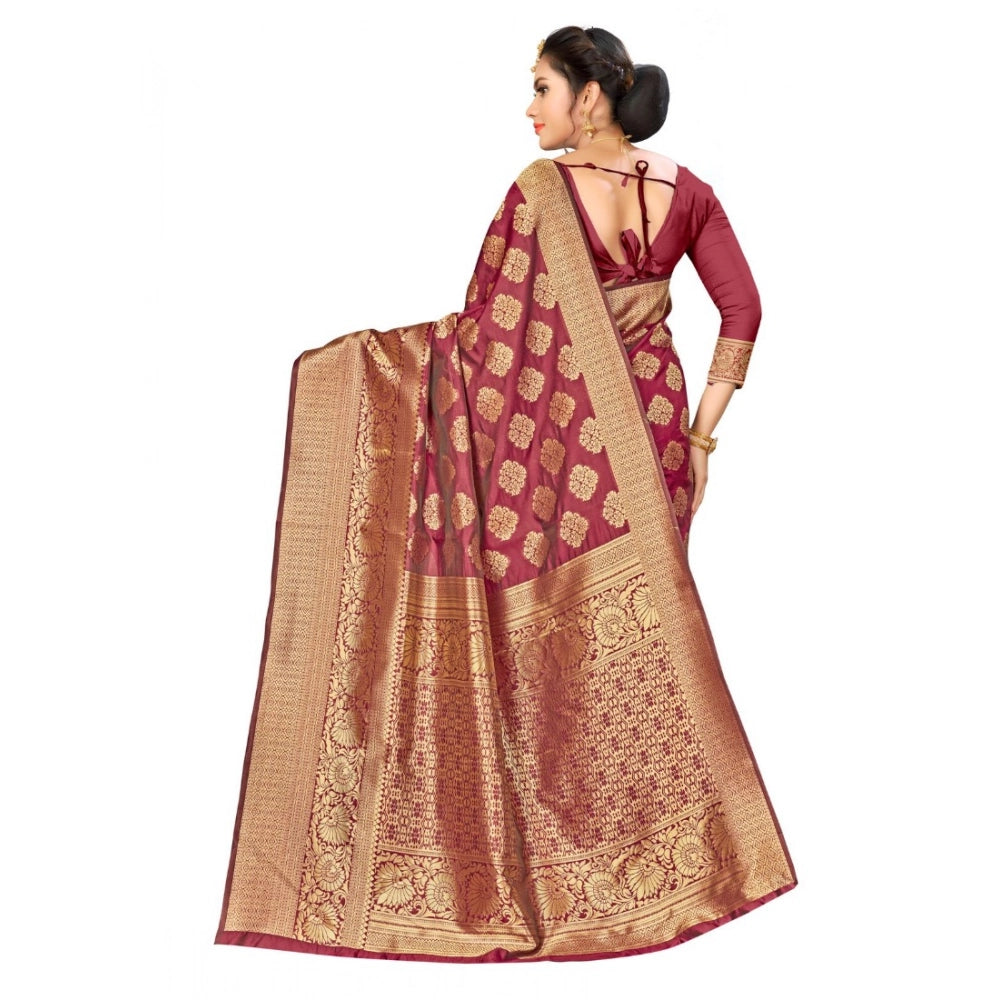 Banarasi Silk Saree — Maroon (5-6m)