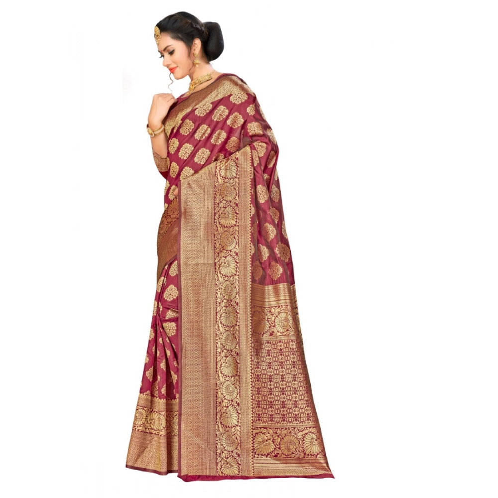 Banarasi Silk Saree — Maroon (5-6m)