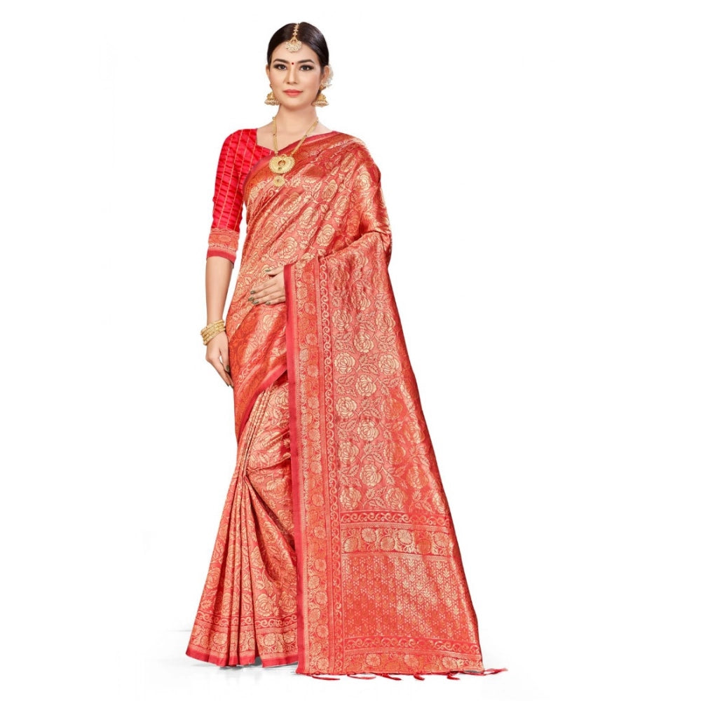 Banarasi Silk Saree — Peach (5-6m)