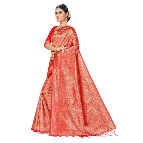 Banarasi Silk Saree — Peach (5-6m)