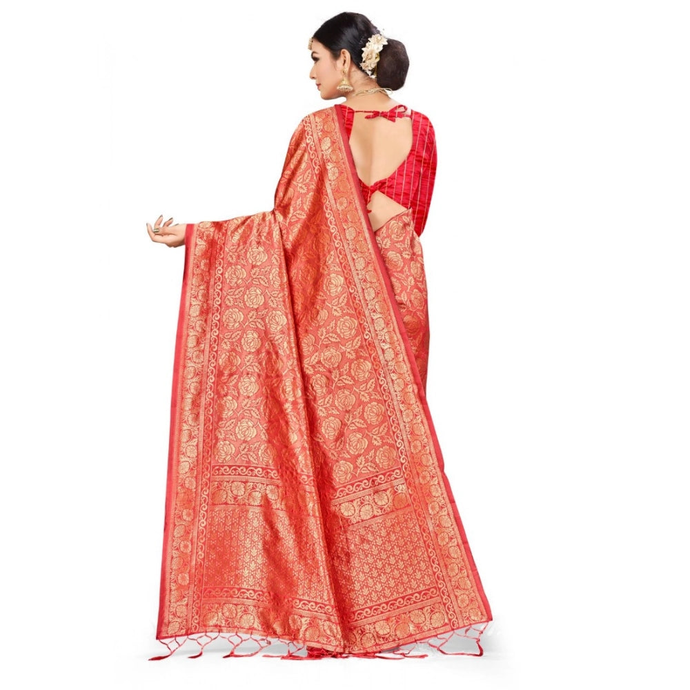 Banarasi Silk Saree — Peach (5-6m)