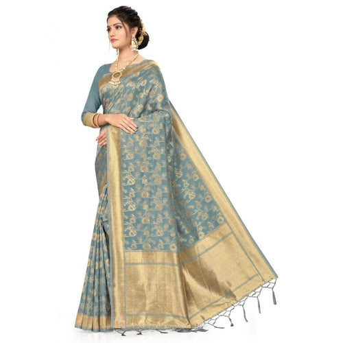 Banarasi Spun Cotton Saree — Grey (5-6m)