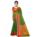 Kota Doria Cotton Border Saree with Blouse — Green (5-6m)