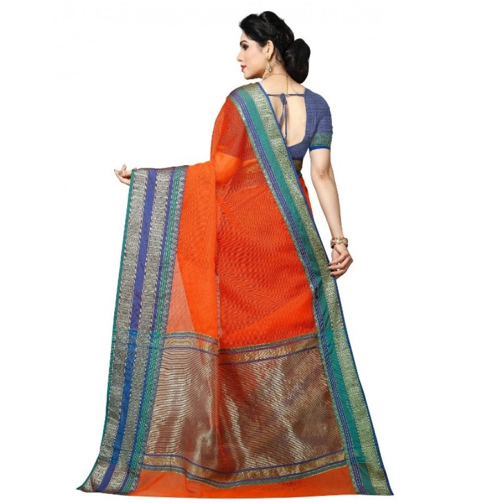 Kota Doria Cotton Border Saree with Blouse — Fanta (5-6m)