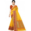 Kota Doria Cotton Border Saree with Blouse — Yellow (5-6m)