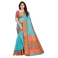 Kota Doria Cotton Woven Butta Saree with Blouse — Sky Blue (5-6m)