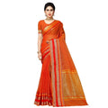 Kota Doria Cotton Border Saree with Blouse — Orange (5-6m)