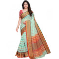 Kota Doria Cotton Woven Butta Saree with Blouse — Pista (5-6m)