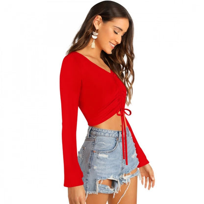 Generic Women's 95% Polyester 5% Spandex Western Wear Tops (Red)